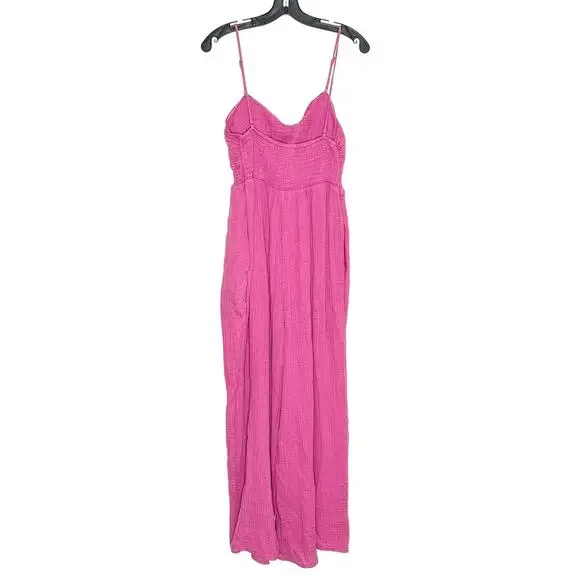 NWT Anthropologie Jumpsuit Gauze Cottage Boho Prairie Y2K Romantic Pink Medium - Picture 2 of 7